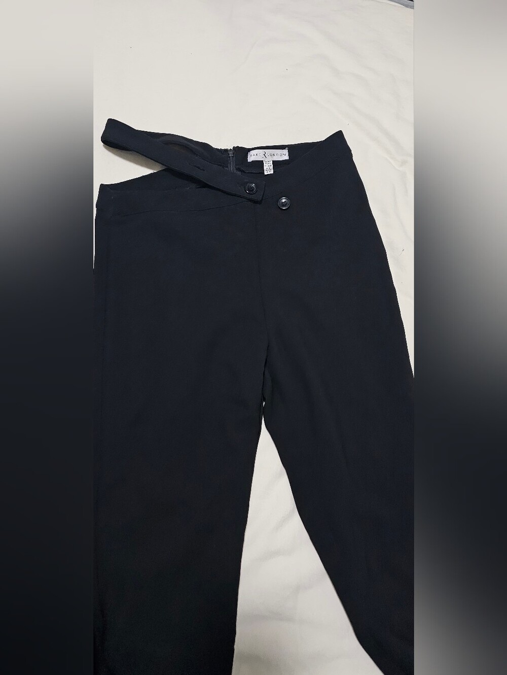 Rare London Black Asymmetric Waist Trousers